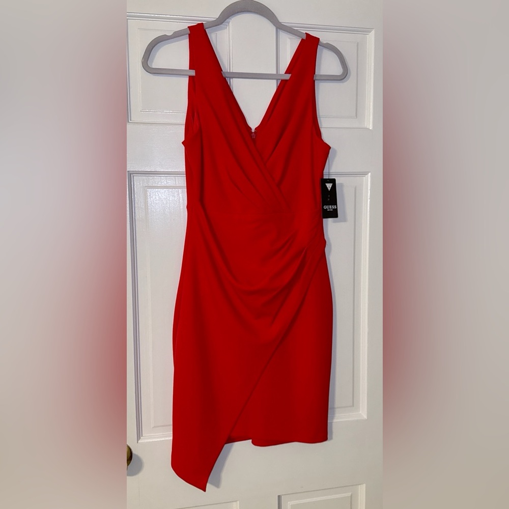 NWT - Women's Red Sleeveless Ruched Wrap Dress by Guess